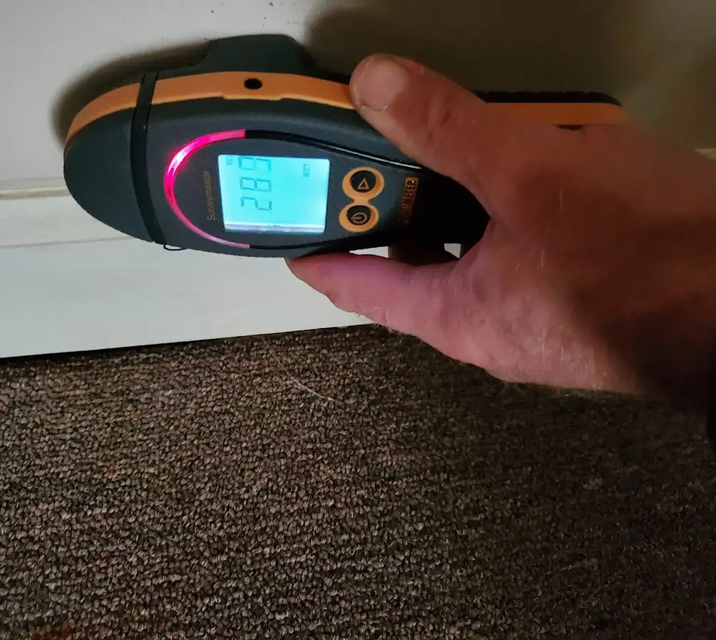 Moisture detection at baseboard during Burst Pipe Cleanup in Highland Park